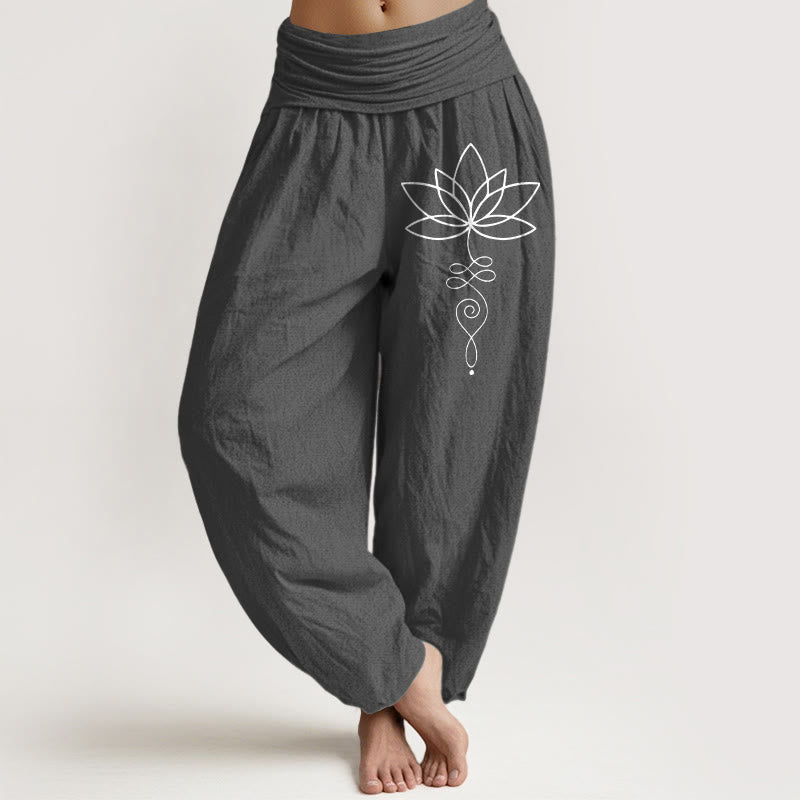 Pure Cotton Lotus Unalome Meditation Harem Pants
