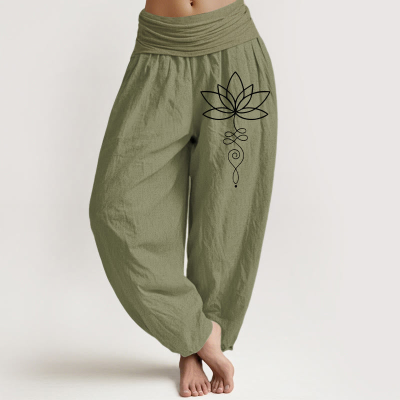 Pure Cotton Lotus Unalome Meditation Harem Pants