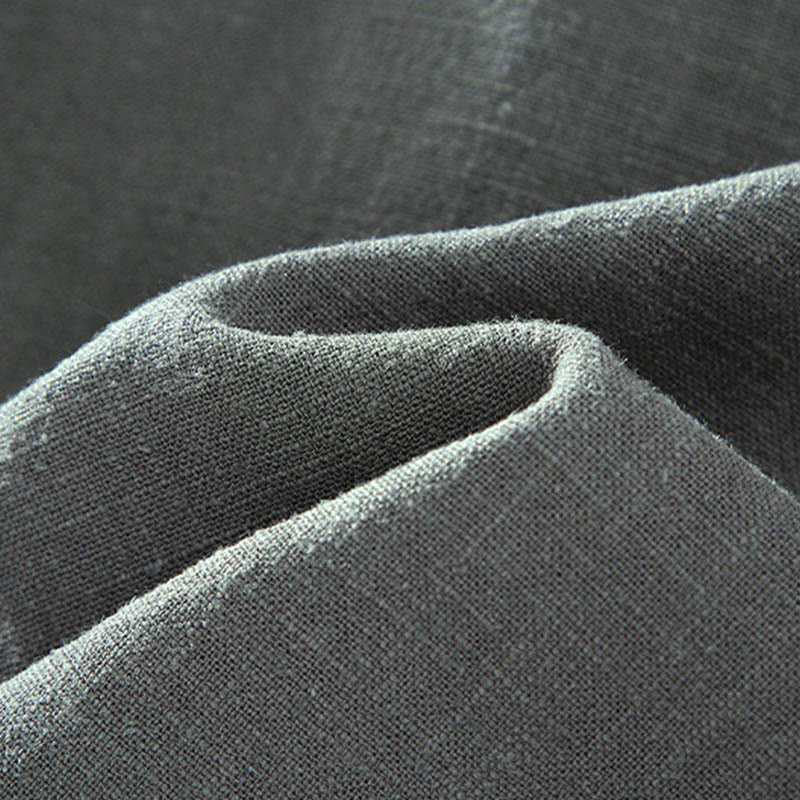 Men's Plain Long Sleeve Thermal Fleece-Lined Ramie Linen Cotton Jacket With Pockets