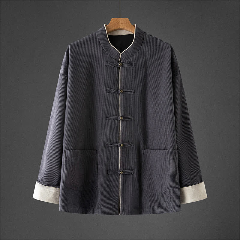 Thick Cotton Mandarin Collar Structured Meditation Jacket