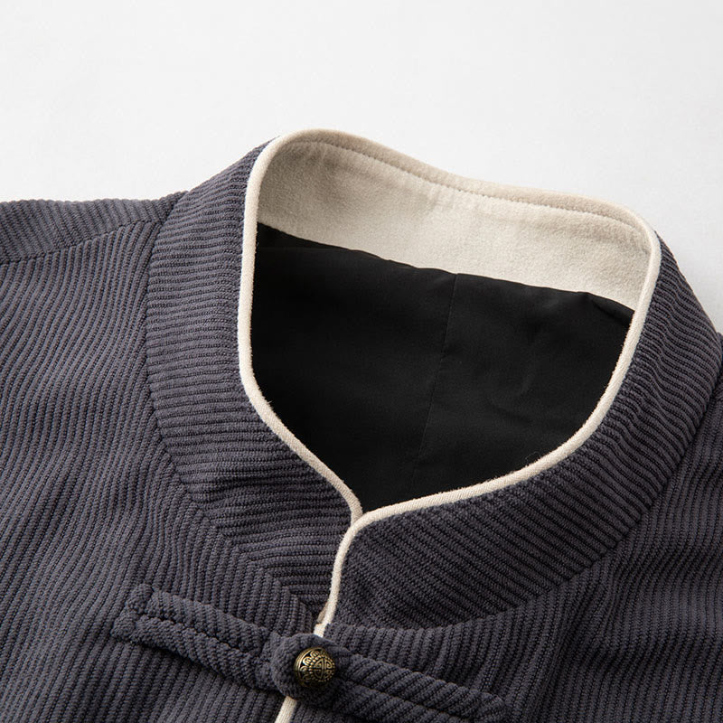 Thick Cotton Mandarin Collar Structured Meditation Jacket