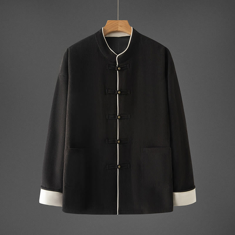Thick Cotton Mandarin Collar Structured Meditation Jacket