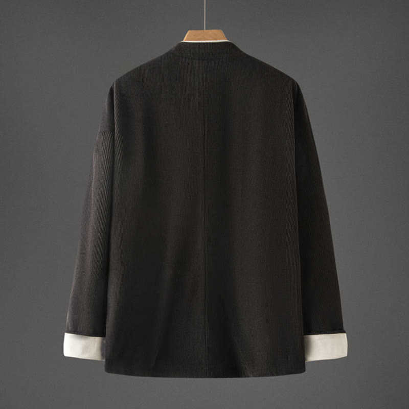 Thick Cotton Mandarin Collar Structured Meditation Jacket