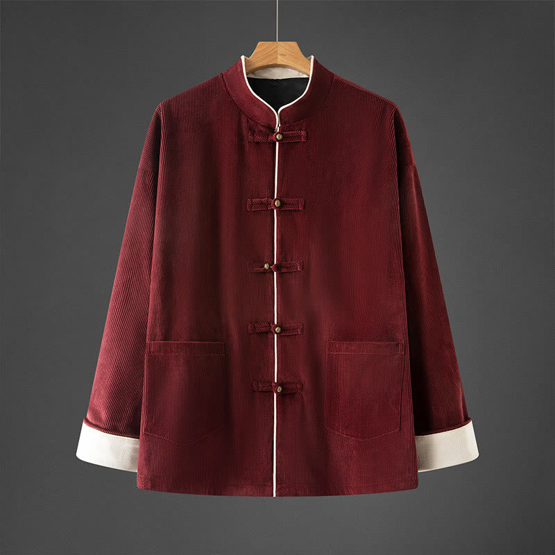 Thick Cotton Mandarin Collar Structured Meditation Jacket