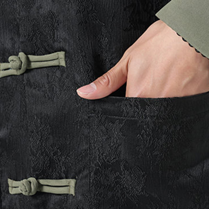 Cotton Jacquard Stand-Collar Mindful Meditation Men's Jacket