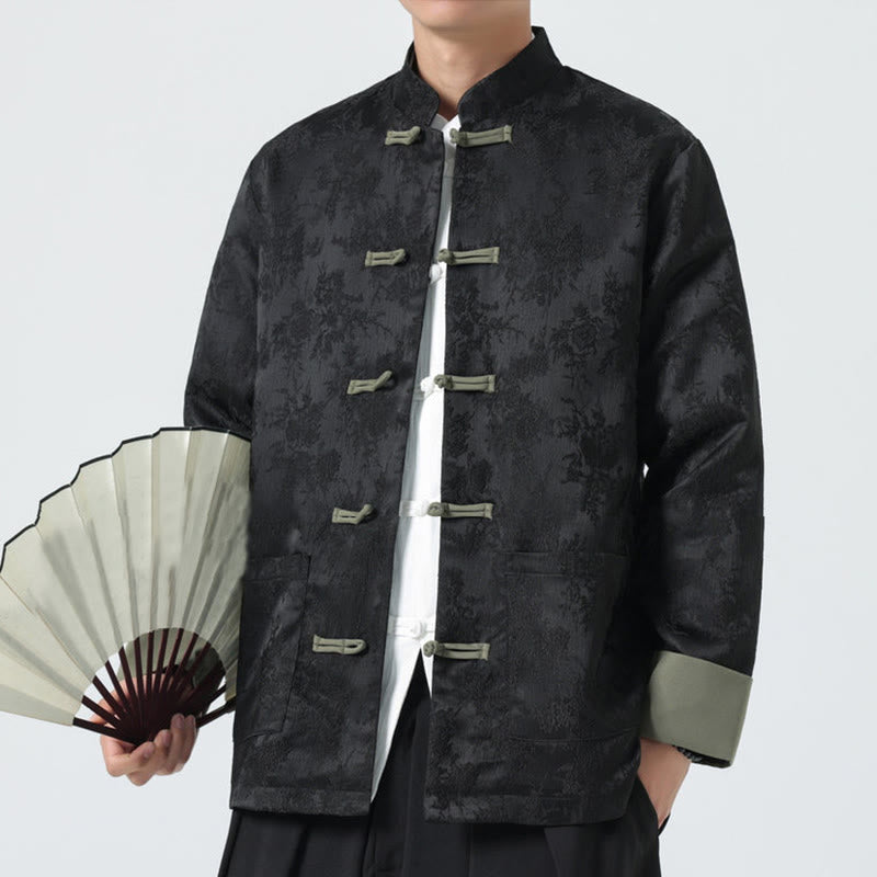 Cotton Jacquard Stand-Collar Mindful Meditation Men's Jacket