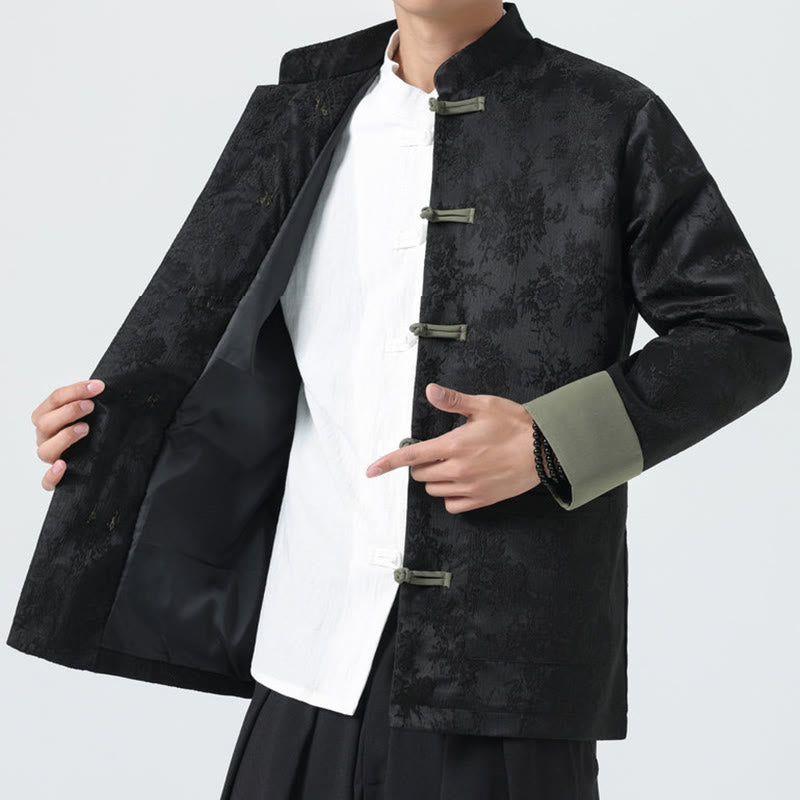 Cotton Jacquard Stand-Collar Mindful Meditation Men's Jacket