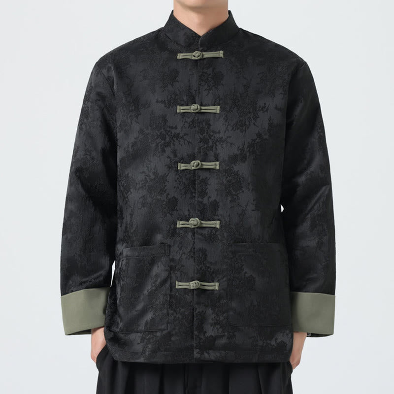 Cotton Jacquard Stand-Collar Mindful Meditation Men's Jacket