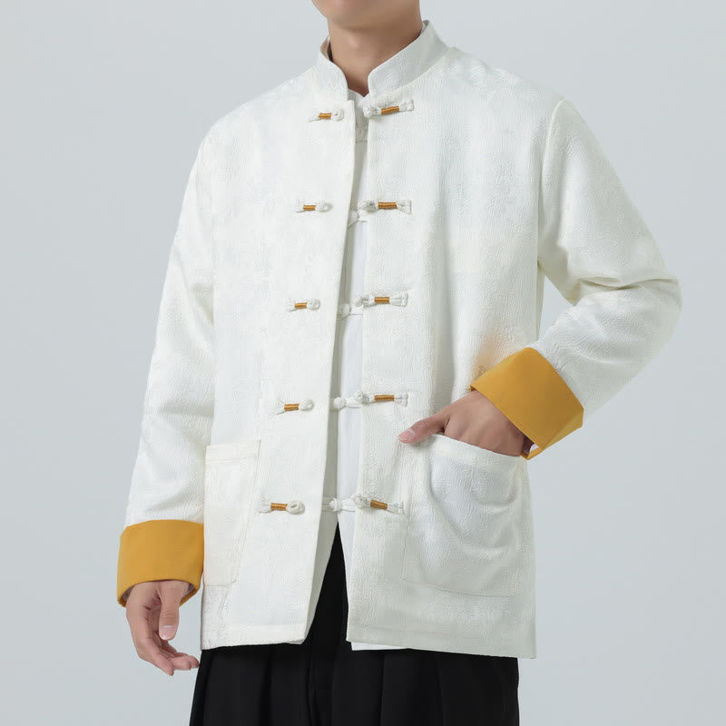 Cotton Jacquard Stand-Collar Mindful Meditation Men's Jacket