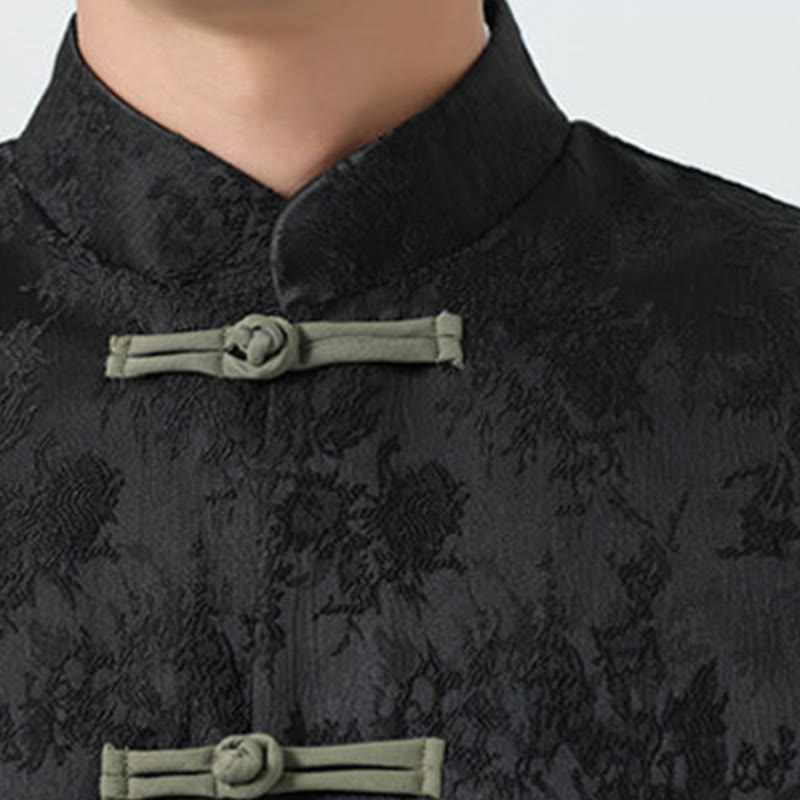 Cotton Jacquard Stand-Collar Mindful Meditation Men's Jacket