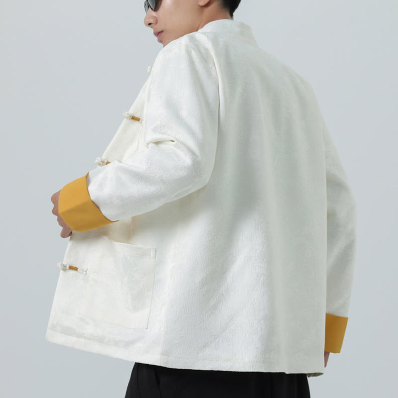 Cotton Jacquard Stand-Collar Mindful Meditation Men's Jacket