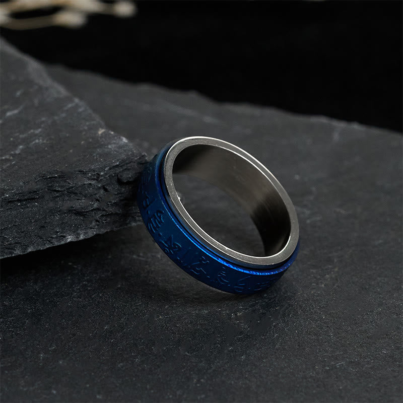 Tibetan Medicine Buddha Mantra Spinner Titanium Steel Balance Ring