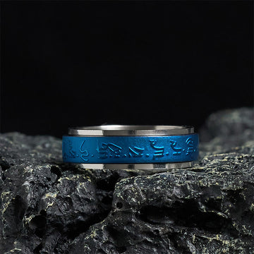 Tibetan Medicine Buddha Mantra Spinner Titanium Steel Balance Ring