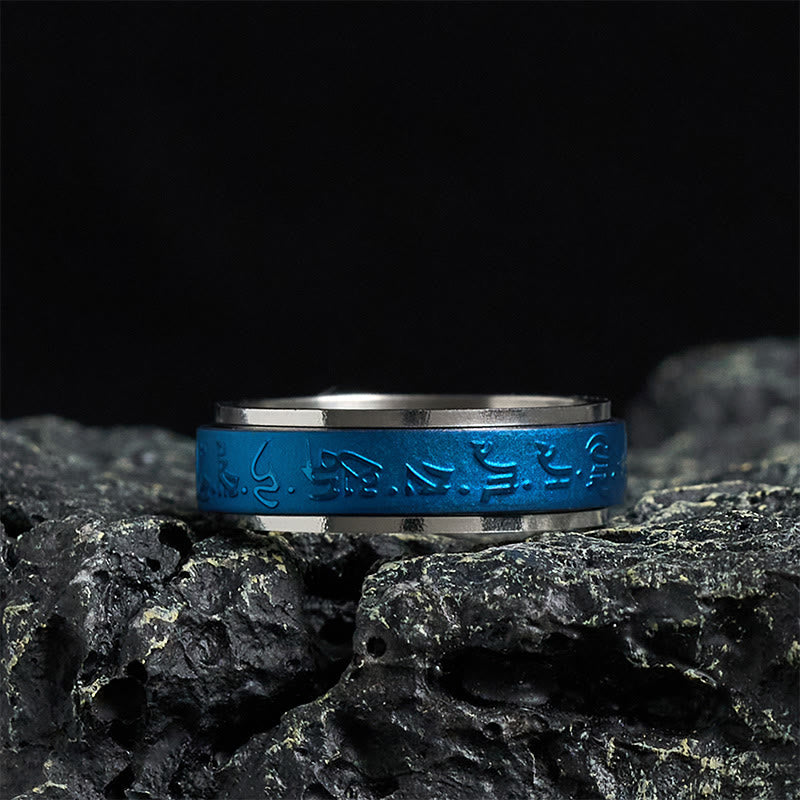 Tibetan Medicine Buddha Mantra Spinner Titanium Steel Balance Ring