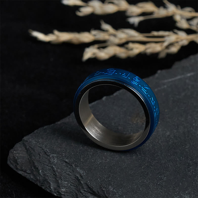 Tibetan Medicine Buddha Mantra Spinner Titanium Steel Balance Ring