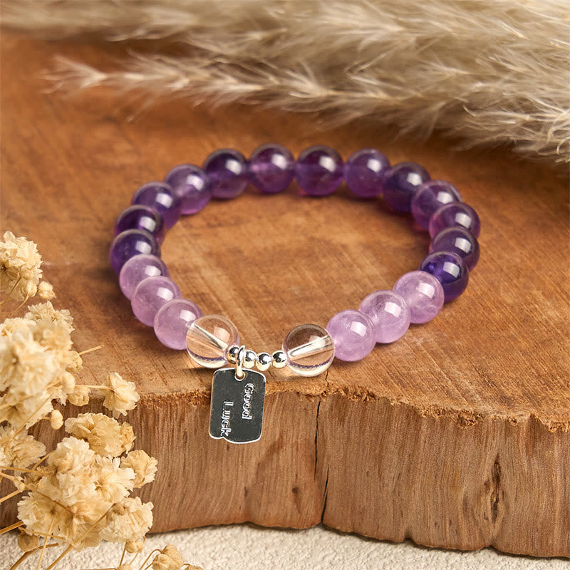 Natural Strawberry Quartz & Lotus Beaded Gemstone Bracelet with Amethyst or Rose Quartz