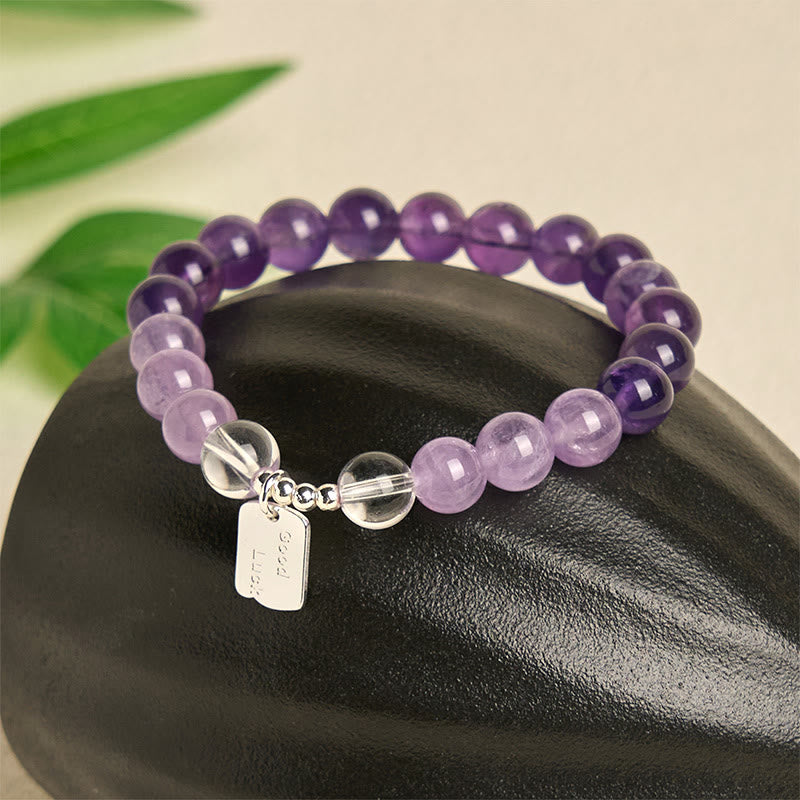 Natural Strawberry Quartz & Lotus Beaded Gemstone Bracelet with Amethyst or Rose Quartz