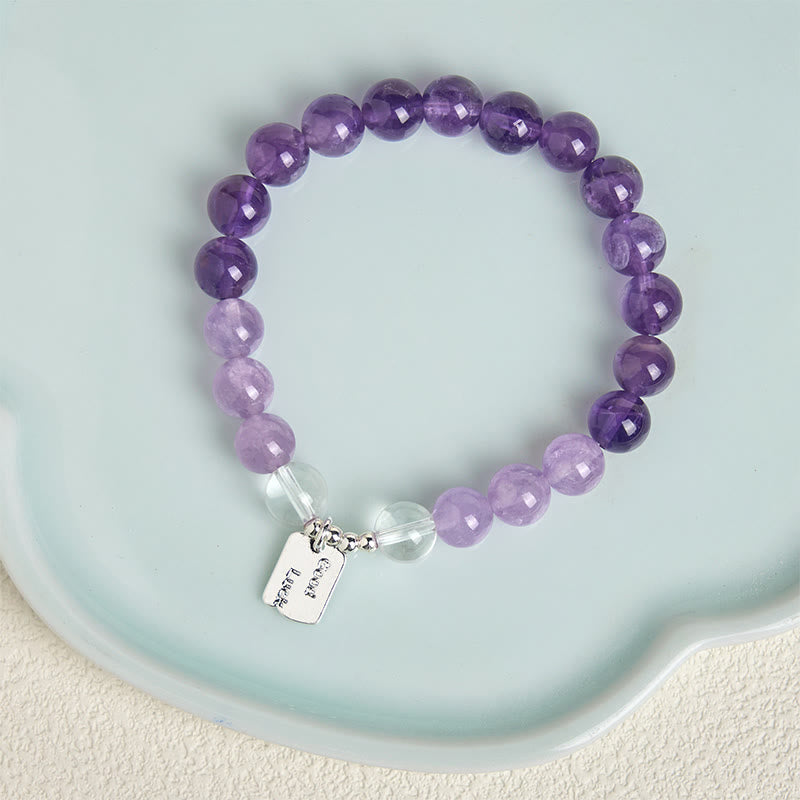 Natural Strawberry Quartz & Lotus Beaded Gemstone Bracelet with Amethyst or Rose Quartz