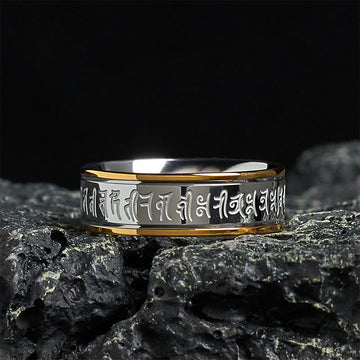 Tibetan Scriptures Shurangama Mantra Titanium Steel Spinner Balance Ring