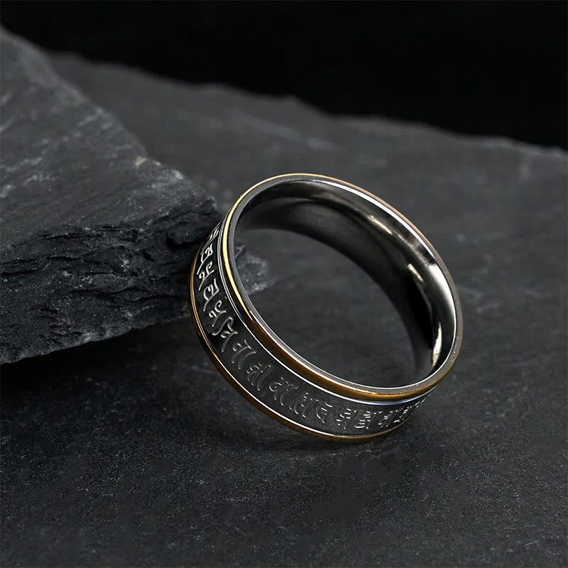 Tibetan Scriptures Shurangama Mantra Titanium Steel Spinner Balance Ring
