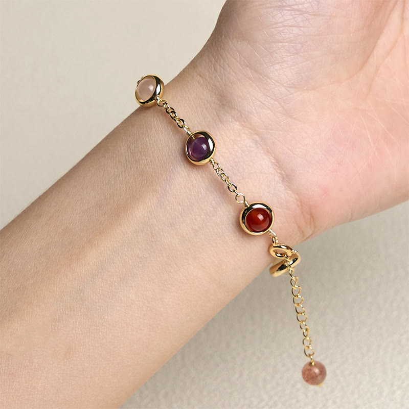 Colorful Crystal Amethyst Strawberry Quartz Balance Bracelet
