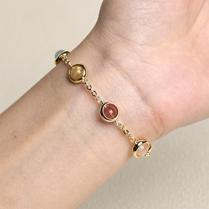 Colorful Crystal Amethyst Strawberry Quartz Balance Bracelet