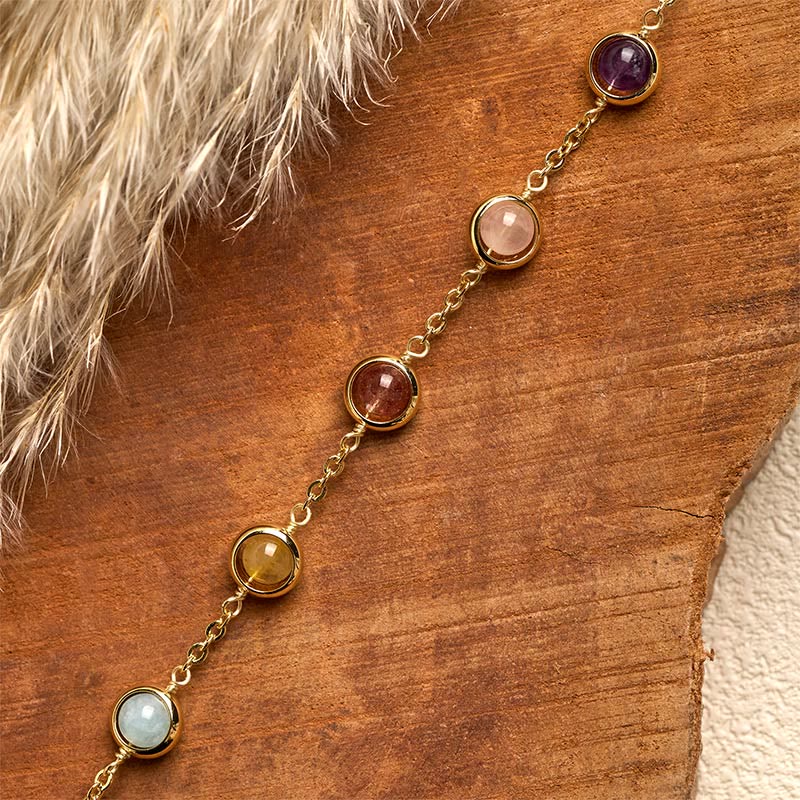 Colorful Crystal Amethyst Strawberry Quartz Balance Bracelet