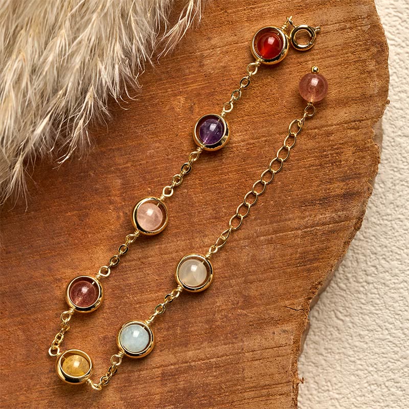 Colorful Crystal Amethyst Strawberry Quartz Balance Bracelet