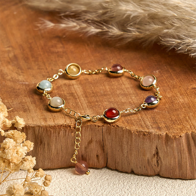 Colorful Crystal Amethyst Strawberry Quartz Balance Bracelet