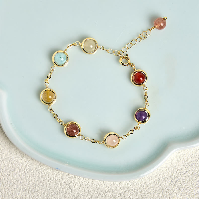 Colorful Crystal Amethyst Strawberry Quartz Balance Bracelet