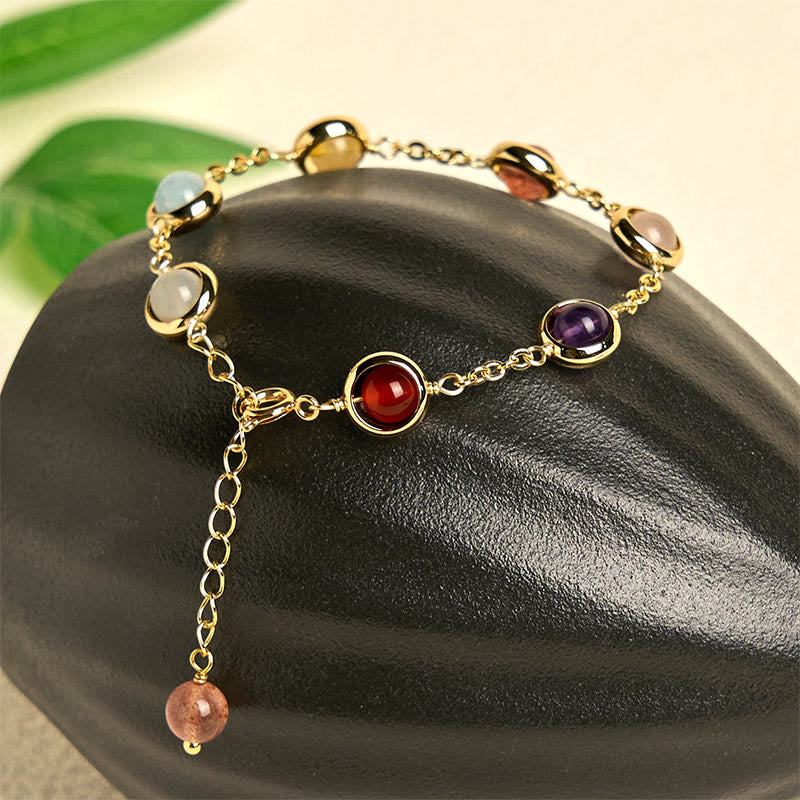Colorful Crystal Amethyst Strawberry Quartz Balance Bracelet