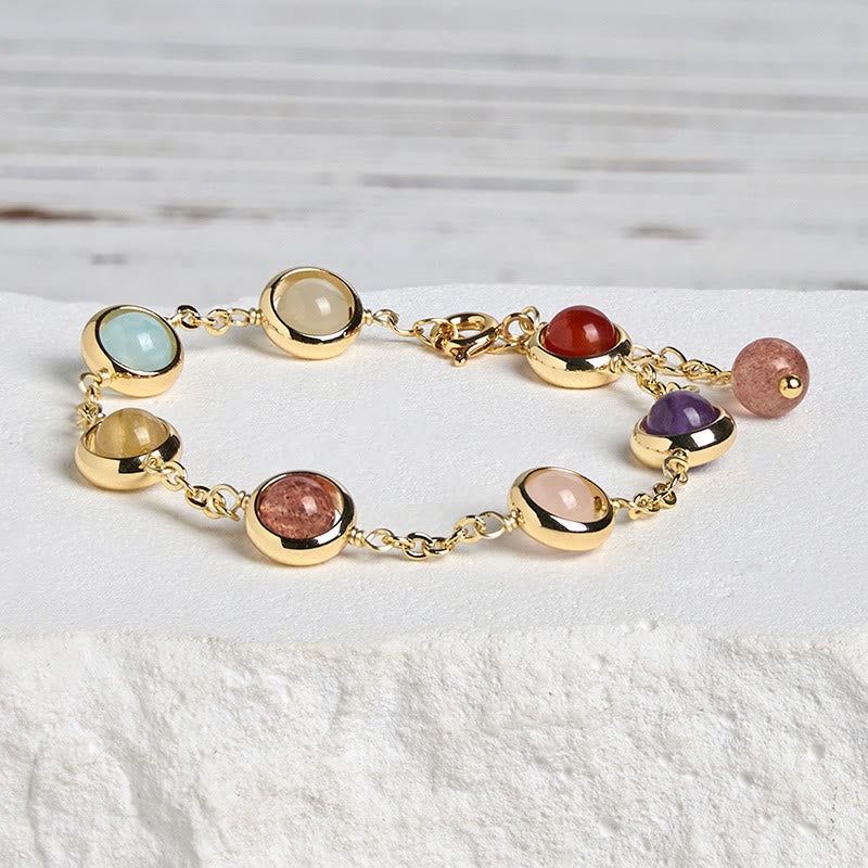 Colorful Crystal Amethyst Strawberry Quartz Balance Bracelet