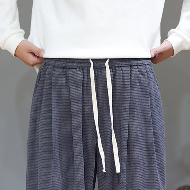 Fall Plain Drawstring Simple Design Men's Harem Cotton Corduroy Pants With Pockets