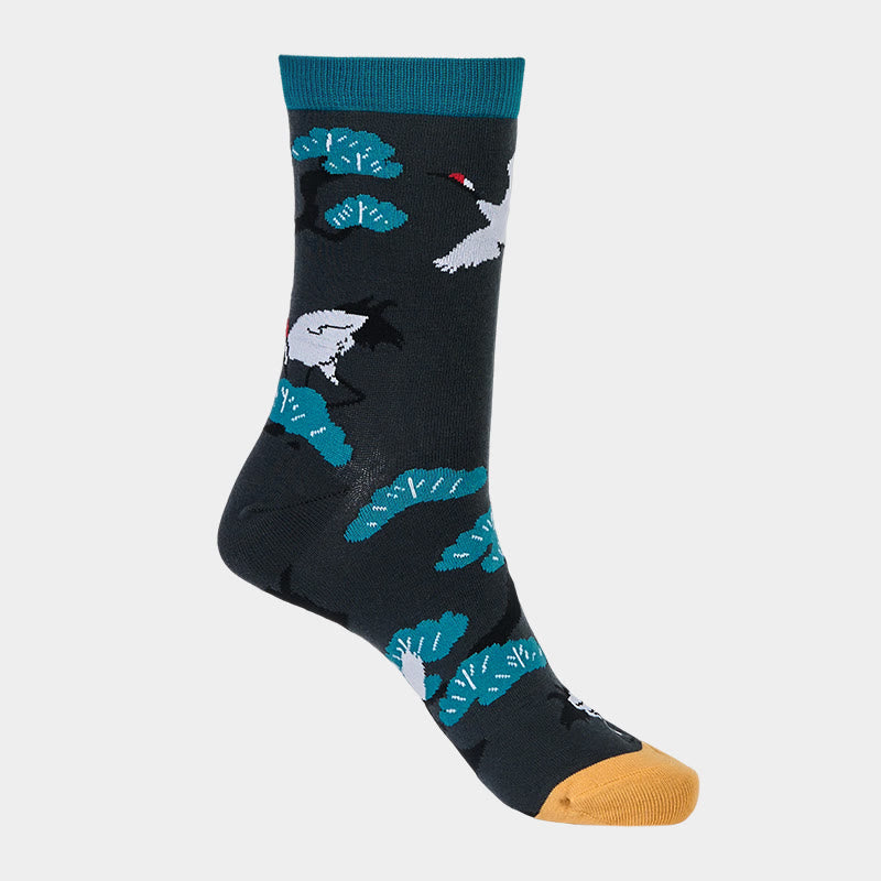 "Create Yourself" White Crane Pine Tree Women's Socks Includes Gift Message Card