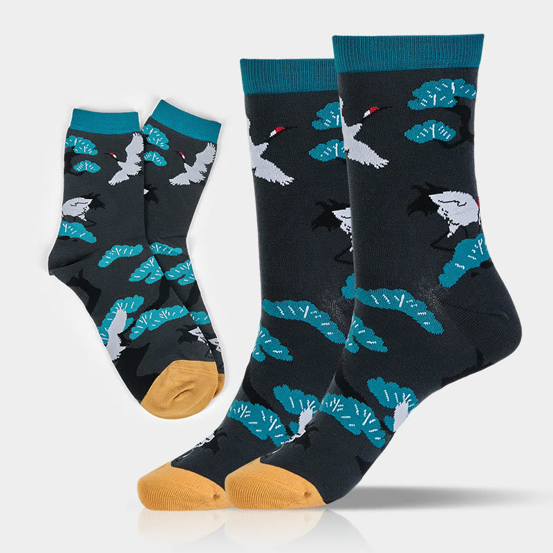 "Create Yourself" White Crane Pine Tree Women's Socks Includes Gift Message Card