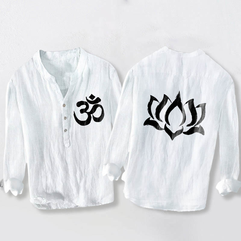 Tactile Cotton Linen Stand Collar Meditation Shirt