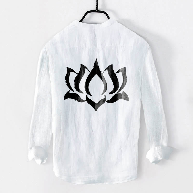 Tactile Cotton Linen Stand Collar Meditation Shirt