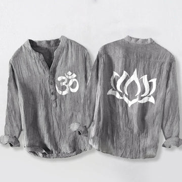 Tactile Cotton Linen Stand Collar Meditation Shirt