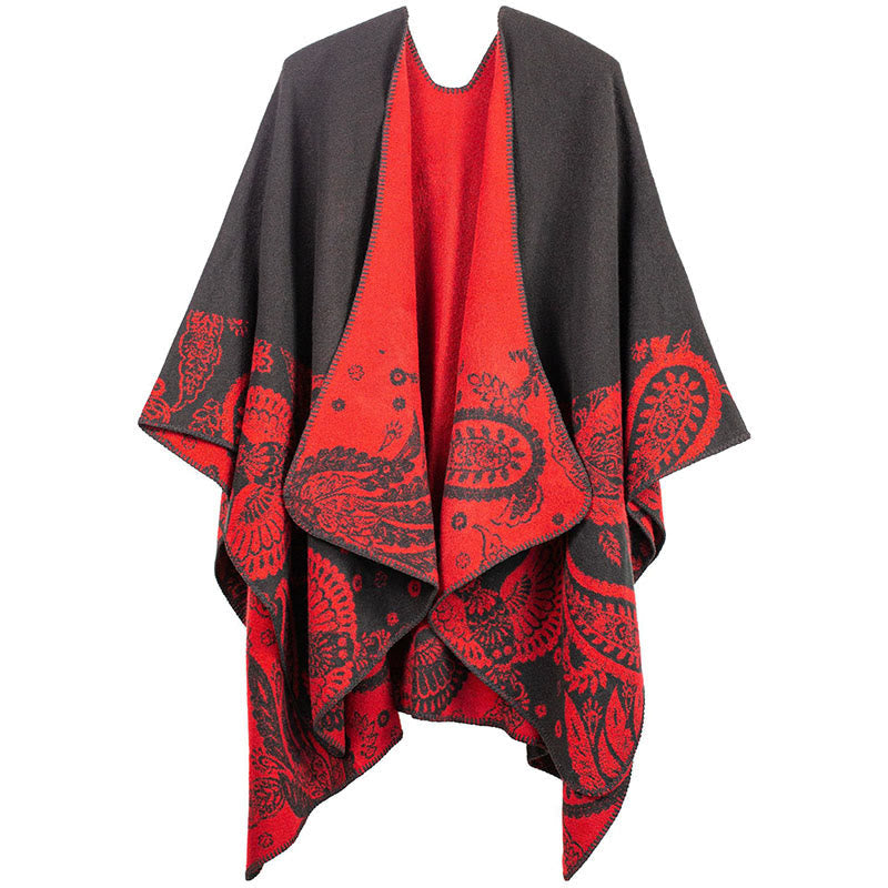 Thermal Paisley Knit Tibetan Shawl for Mindful Grounding and Meditation