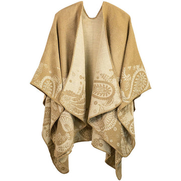 Thermal Paisley Knit Tibetan Shawl for Mindful Grounding and Meditation