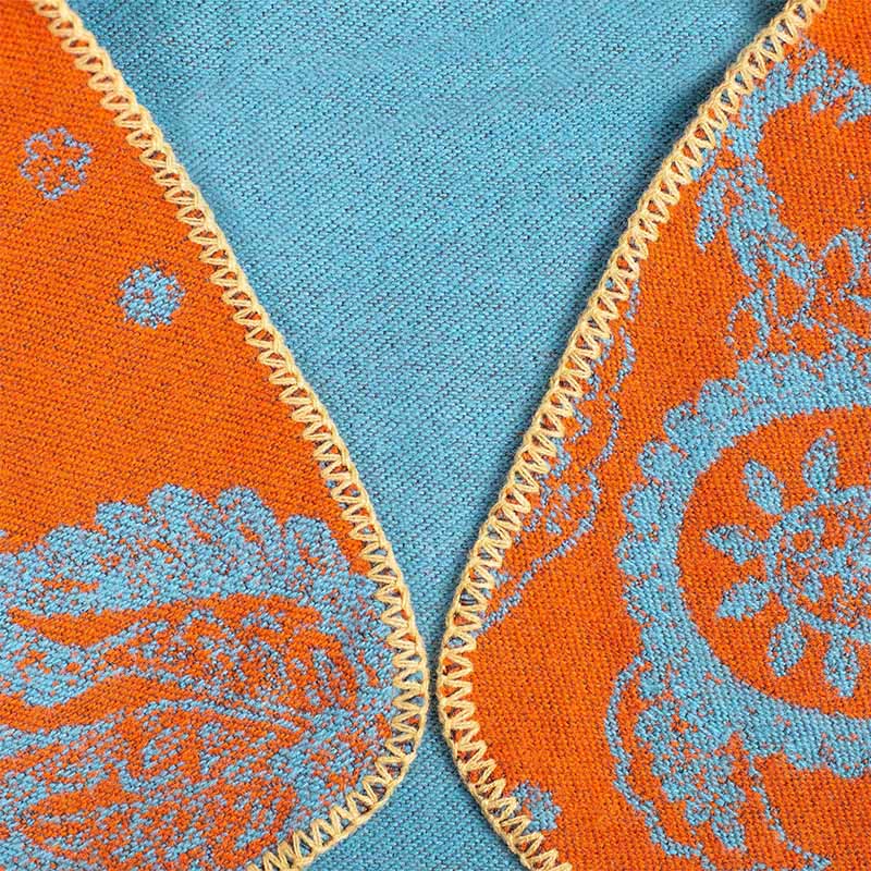Thermal Paisley Knit Tibetan Shawl for Mindful Grounding and Meditation