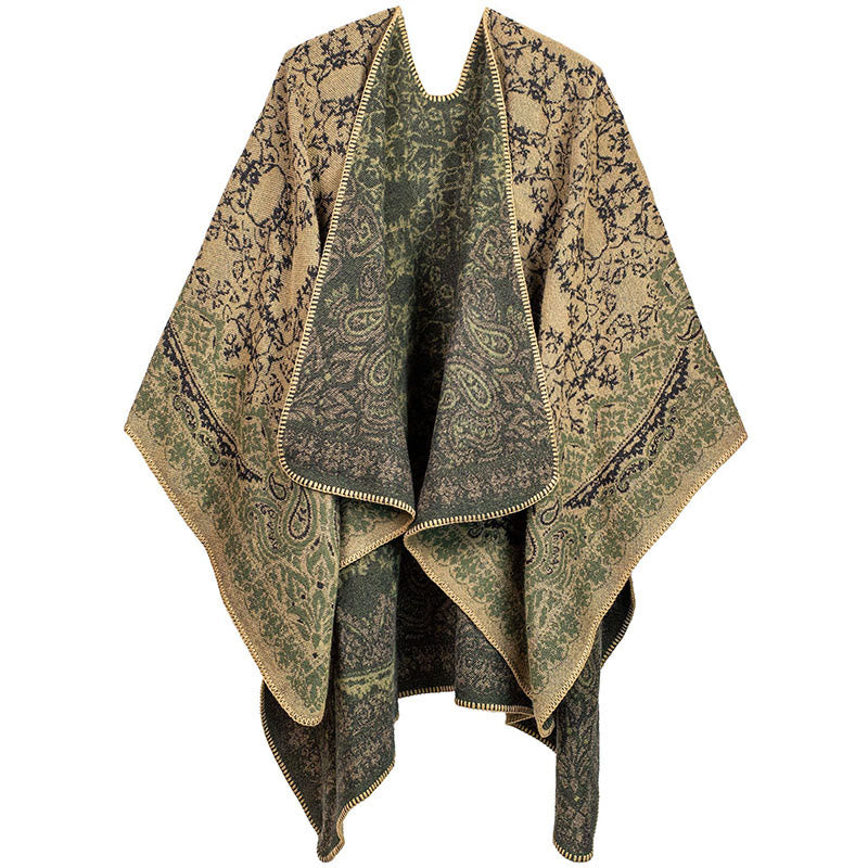 Soft Tactile Tibetan Paisley Floral Pattern Unisex Meditation Shawl
