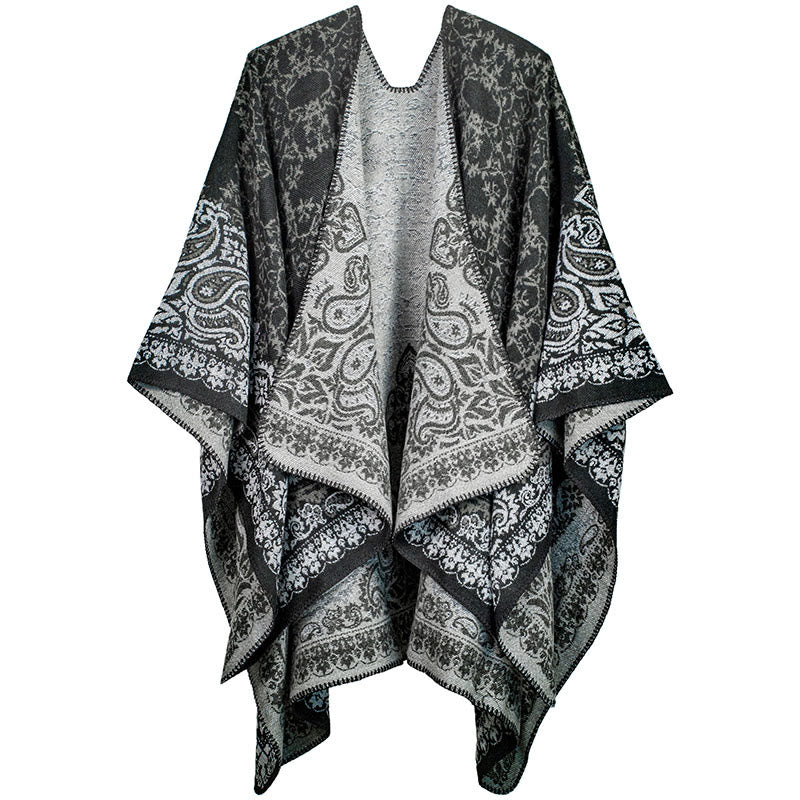 Soft Tactile Tibetan Paisley Floral Pattern Unisex Meditation Shawl
