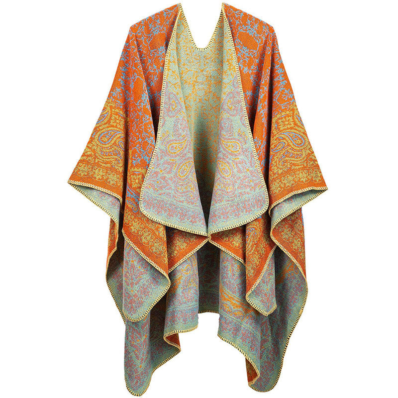 Soft Tactile Tibetan Paisley Floral Pattern Unisex Meditation Shawl