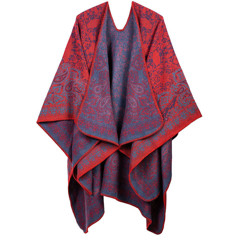 Soft Tactile Tibetan Paisley Floral Pattern Unisex Meditation Shawl