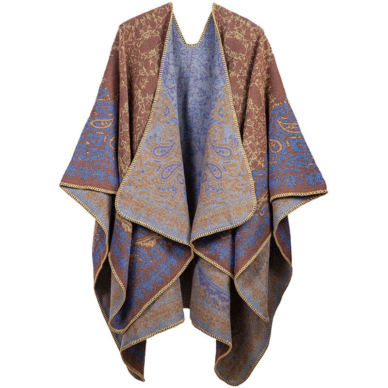 Soft Tactile Tibetan Paisley Floral Pattern Unisex Meditation Shawl