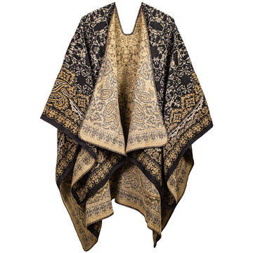Soft Tactile Tibetan Paisley Floral Pattern Unisex Meditation Shawl