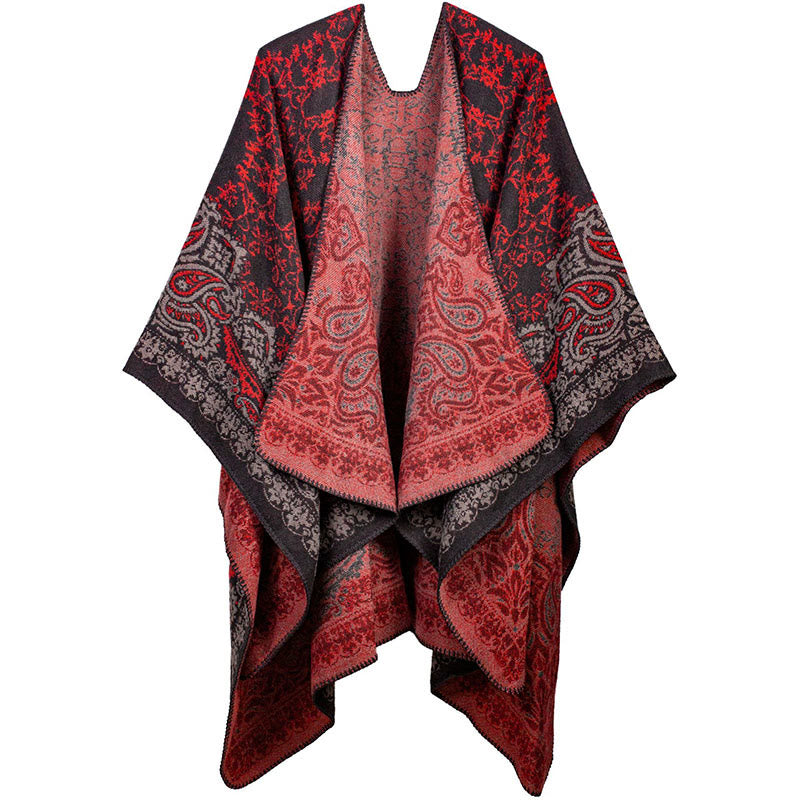 Soft Tactile Tibetan Paisley Floral Pattern Unisex Meditation Shawl