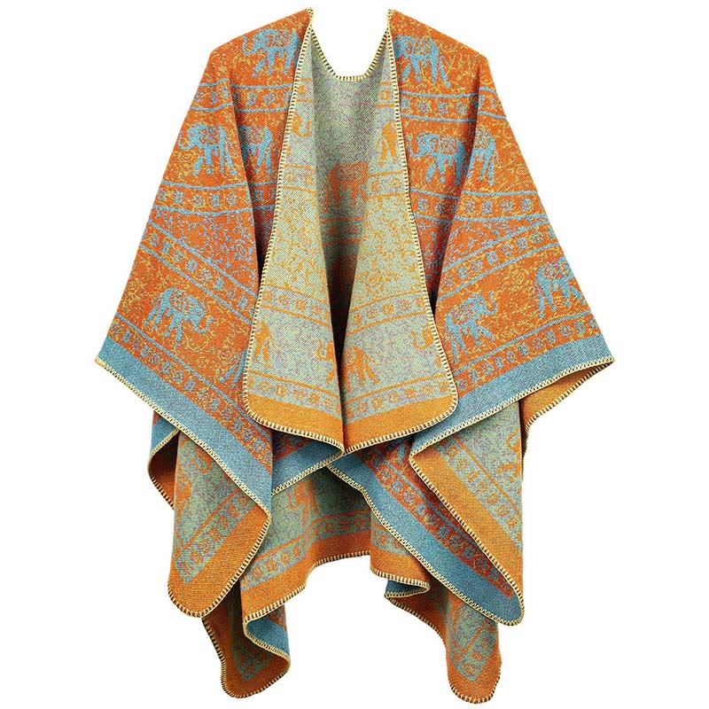 Tibetan Jacquard Elephant Geometry Pattern Unisex Cozy Scarf Shawl