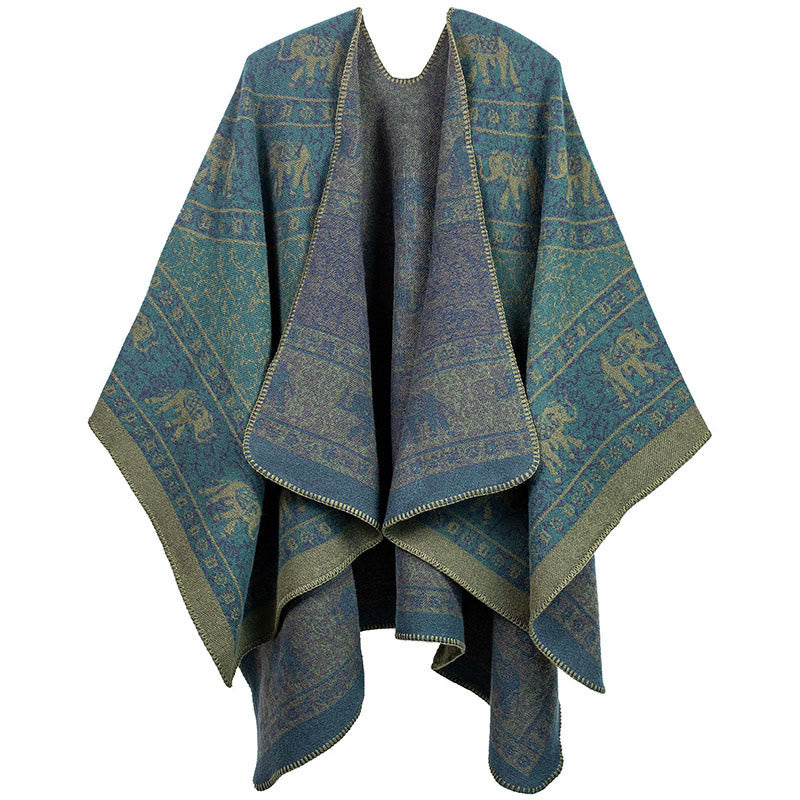 Tibetan Jacquard Elephant Geometry Pattern Unisex Cozy Scarf Shawl